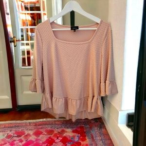 Pink polka dot blouse